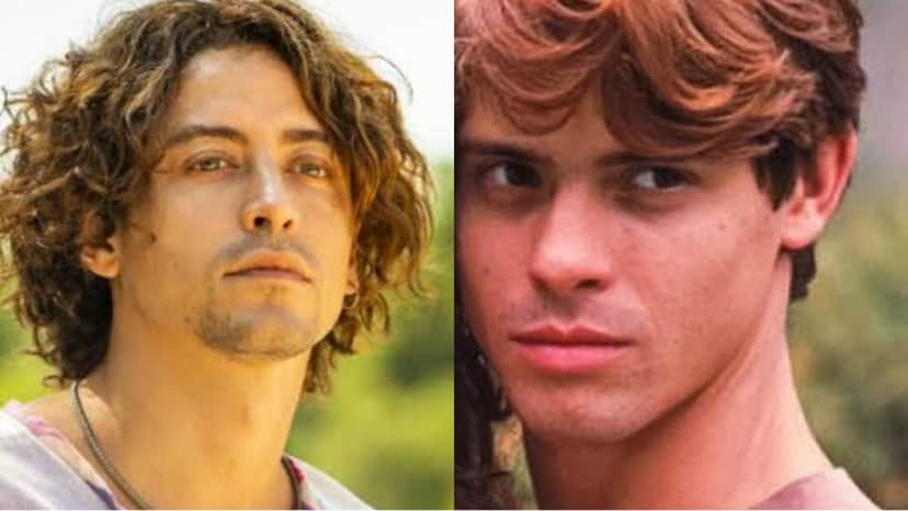 Jove (Jesuíta Barbosa) na releitura de Pantanal, da Globo; Marcos Winter como Jove em Pantanal da Manchete Jove (Jesuíta Barbosa) na releitura de Pantanal, da Globo; Marcos Winter como Jove em Pantanal da Manchete