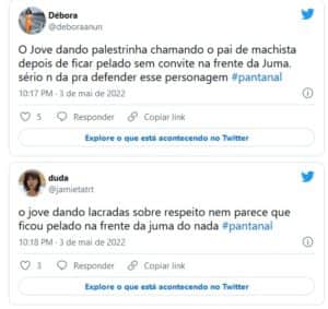 Jove (Jesuita Barbosa) chamou a atenção do público ao ficar nu diante de Juma (Alanis Guillen) (Foto: Reprodução / Twitter) Jove (Jesuita Barbosa) chamou a atenção do público ao ficar nu diante de Juma (Alanis Guillen) (Foto: Reprodução / Twitter)