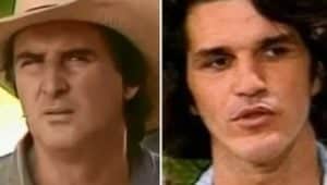 Tibério não morre na novela Pantanal, mas Levi sim – Sérgio Reis (à esquerda) e Arantes (à direita) (Foto: Reprodução / Manchete) Tibério não morre na novela Pantanal, mas Levi sim – Sérgio Reis (à esquerda) e Arantes (à direita) (Foto: Reprodução / Manchete)
