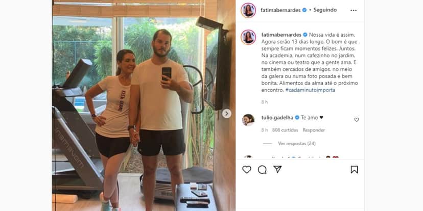 Fátima Bernardes publica série de fotos com Túlio, comunica despedida e confirma desfecho: "Ficam momentos felizes" Fátima Bernardes publica série de fotos com Túlio, comunica despedida e confirma desfecho: "Ficam momentos felizes"