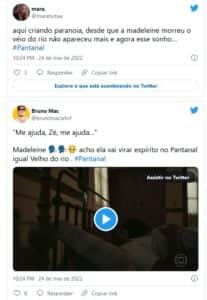 Web está esperançosa sobre o desfecho de Madeleine (Karine Teles) em Pantanal (Foto: Reprodução / Twitter) Web está esperançosa sobre o desfecho de Madeleine (Karine Teles) em Pantanal (Foto: Reprodução / Twitter)