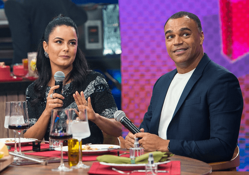 Denílson e Luciele di Camargo no Faustão na Band (Foto: Reprodução) Denílson e Luciele di Camargo no Faustão na Band (Foto: Reprodução)