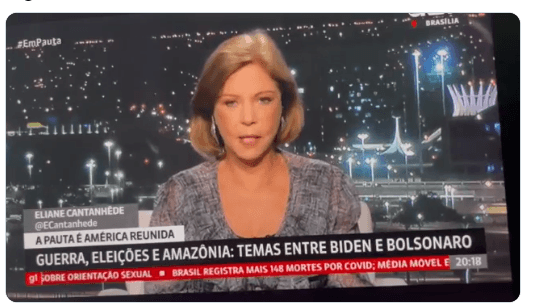 Eliane Castanhêde no momento em que comete gafe envolvendo Jair Bolsonaro - Reprodução: GloboNews Eliane Castanhêde no momento em que comete gafe envolvendo Jair Bolsonaro - Reprodução: GloboNews