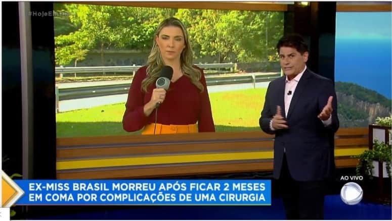 César Filho e Michele Maia repercutiram a morte da ex Miss Brasil no Hoje Em Dia- Foto: Reprodução César Filho e Michele Maia repercutiram a morte da ex Miss Brasil no Hoje Em Dia- Foto: Reprodução