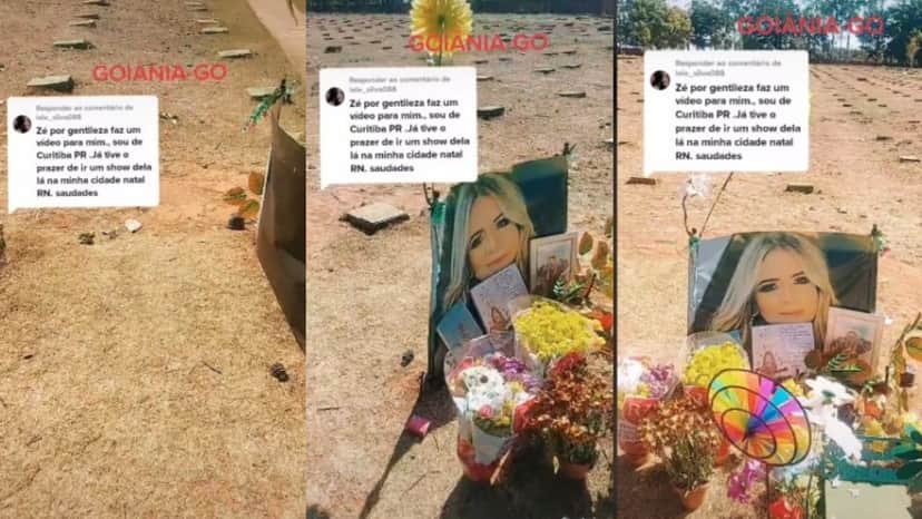 Túmulo de Marília Mendonça em Goiânia (Foto: Reprodução/Montagem/TikTok) Túmulo de Marília Mendonça em Goiânia (Foto: Reprodução/Montagem/TikTok)
