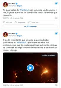 Atriz da Globo, Dira Paes elogiou Osmar Prado em cenas impactantes de Pantanal (Foto: Reprodução / Twitter) Atriz da Globo, Dira Paes elogiou Osmar Prado em cenas impactantes de Pantanal (Foto: Reprodução / Twitter)
