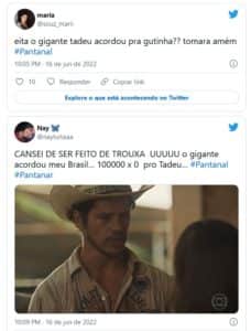 Tadeu deu um fora em Guta para a alegria do público (Foto: Reprodução / Twitter) Tadeu deu um fora em Guta para a alegria do público (Foto: Reprodução / Twitter)