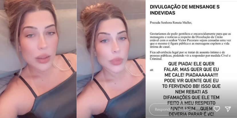 Renata Muller divulga mensagem que recebeu no Instagram (Reprodução: Instagram) Renata Muller divulga mensagem que recebeu no Instagram (Reprodução: Instagram)