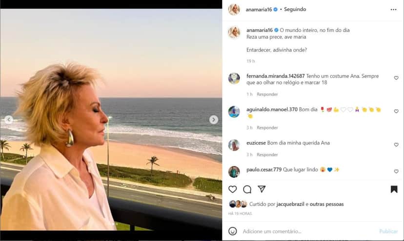 Nas redes sociais, Ana Maria Braga fez mistério sobre o lugar em que ela está Nas redes sociais, Ana Maria Braga fez mistério sobre o lugar em que ela está