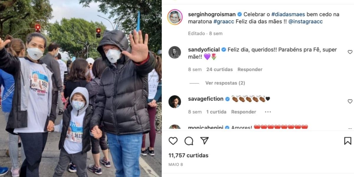 Serginho Groisman ao lado de esposa e filho (Reprodução) Serginho Groisman ao lado de esposa e filho (Reprodução)