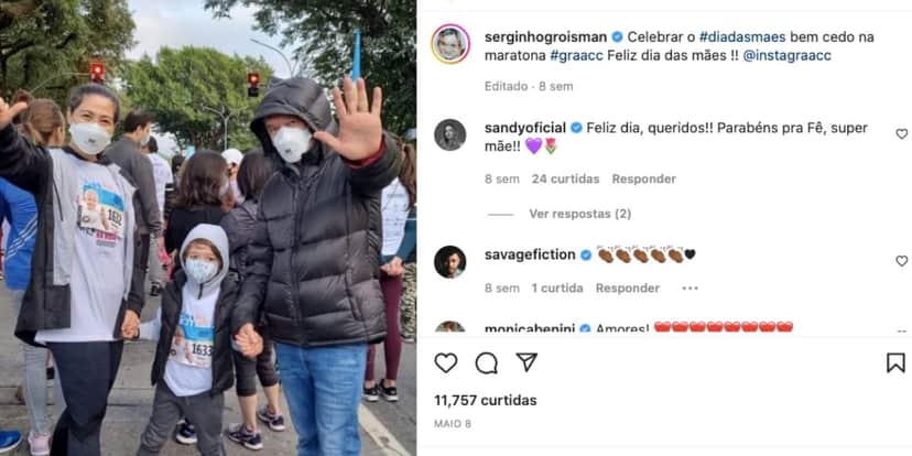 Serginho Groisman ao lado de esposa e filho (Reprodução) Serginho Groisman ao lado de esposa e filho (Reprodução)