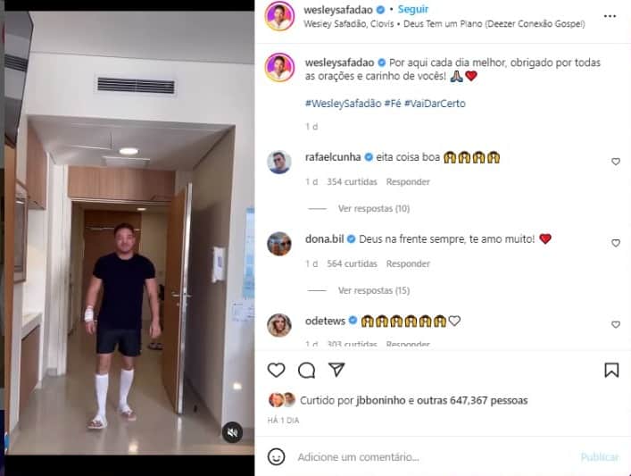 Wesley Safadão segue em tratamento para hérnia de disco (Foto: Reprodução/Instagram) Wesley Safadão segue em tratamento para hérnia de disco (Foto: Reprodução/Instagram)