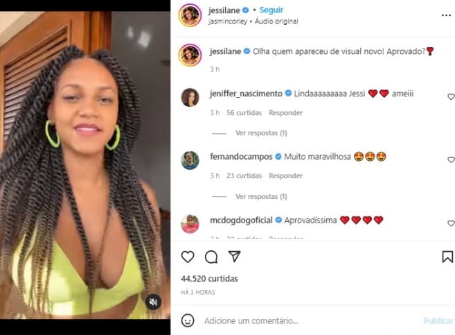 Jessi surge irreconhecível nas redes sociais (Foto: Reprodução/Instagram) Jessi surge irreconhecível nas redes sociais (Foto: Reprodução/Instagram)