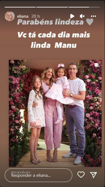 Eliana parabeniza filha de Ticiane Pinheiro e César Tralli - Foto: Reprodução Eliana parabeniza filha de Ticiane Pinheiro e César Tralli - Foto: Reprodução