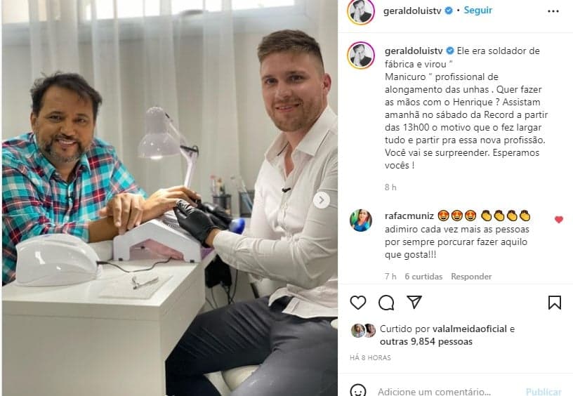 Publicação de Geraldo Luís no Instagram - Foto: Reprodução Publicação de Geraldo Luís no Instagram - Foto: Reprodução