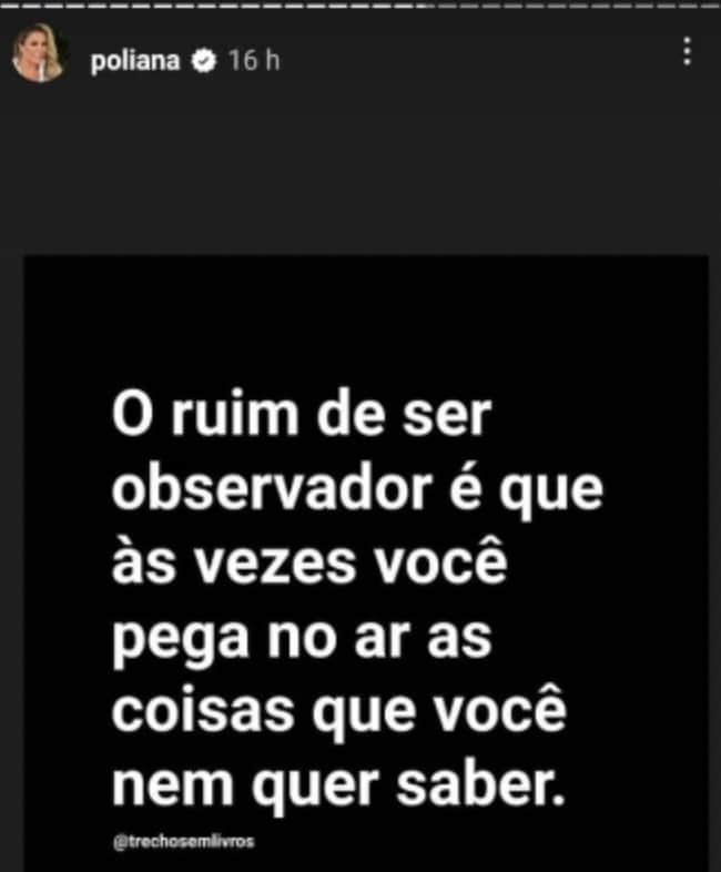 Post de Poliana Rocha nas redes sociais (Foto: Reprodução/Instagram) Post de Poliana Rocha nas redes sociais (Foto: Reprodução/Instagram)