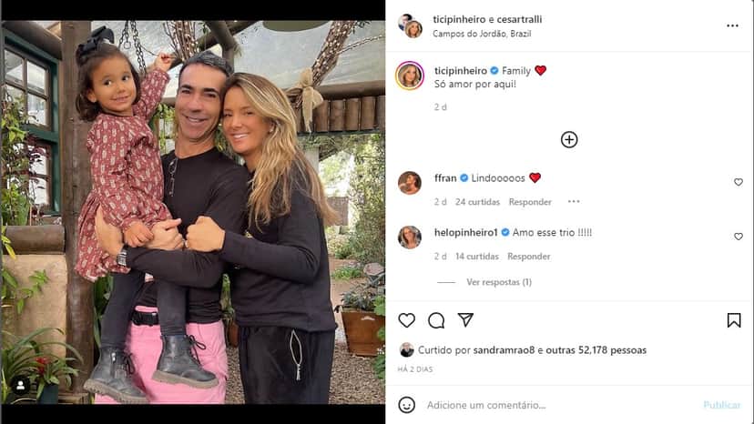César Tralli, Ticiane Pinheiro e a filha, Manuella - Foto: Reprodução César Tralli, Ticiane Pinheiro e a filha, Manuella - Foto: Reprodução