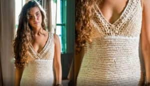 Detalhe do vestido de noiva de Juma (Alanis Guillen) em Pantanal (Foto: Reprodução / Globo / João Miguel Jr) Detalhe do vestido de noiva de Juma (Alanis Guillen) em Pantanal (Foto: Reprodução / Globo / João Miguel Jr)