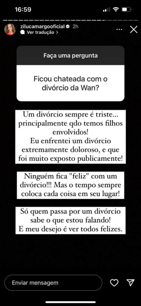 Zilu expõe divórcio de Wanessa Zilu expõe divórcio de Wanessa