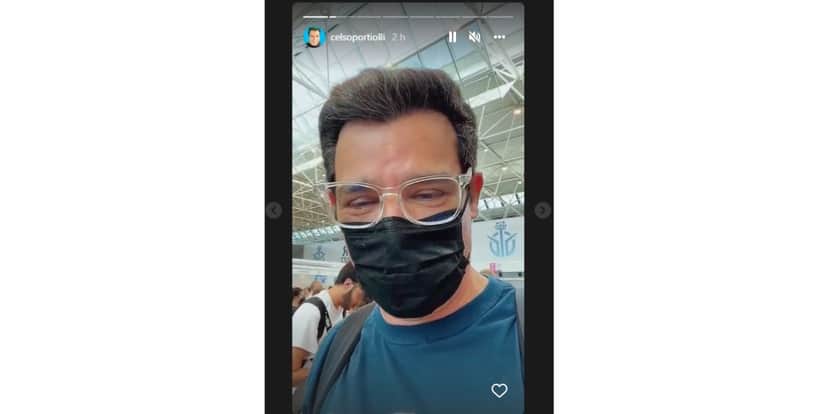 Celso Portiolli em aeroporto na Europa Celso Portiolli em aeroporto na Europa