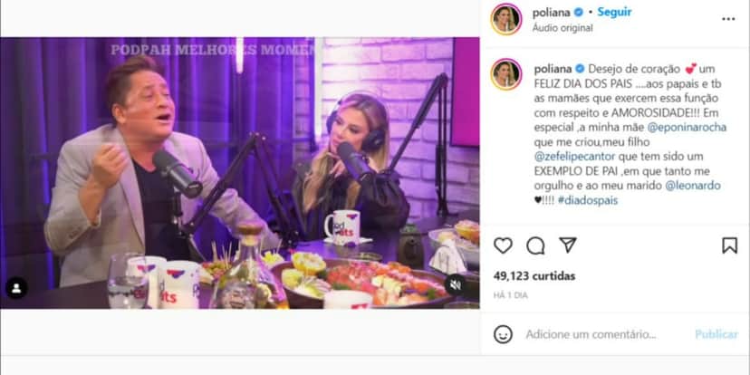 Poliana Rocha fez homenagem ao Dia dos Pais (Foto: Reprodução/Instagram) Poliana Rocha fez homenagem ao Dia dos Pais (Foto: Reprodução/Instagram)