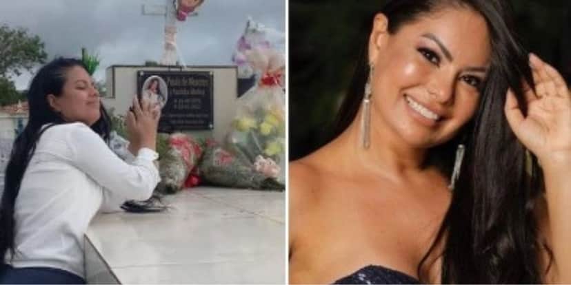 Com muita emoção, familiares foram até o túmulo de Paulinha Abelha no dia em que ela completaria 44 anos - Foto: Reprodução Com muita emoção, familiares foram até o túmulo de Paulinha Abelha no dia em que ela completaria 44 anos - Foto: Reprodução