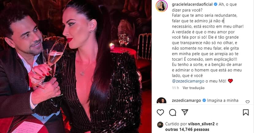 Graciele Lacerda faz declaração de amor à Zezé Di Camargo Graciele Lacerda faz declaração de amor à Zezé Di Camargo
