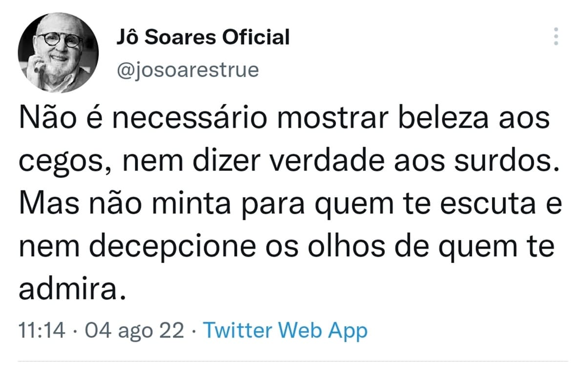 Jô Soares expõe seu último pensamento antes de falecer Jô Soares expõe seu último pensamento antes de falecer