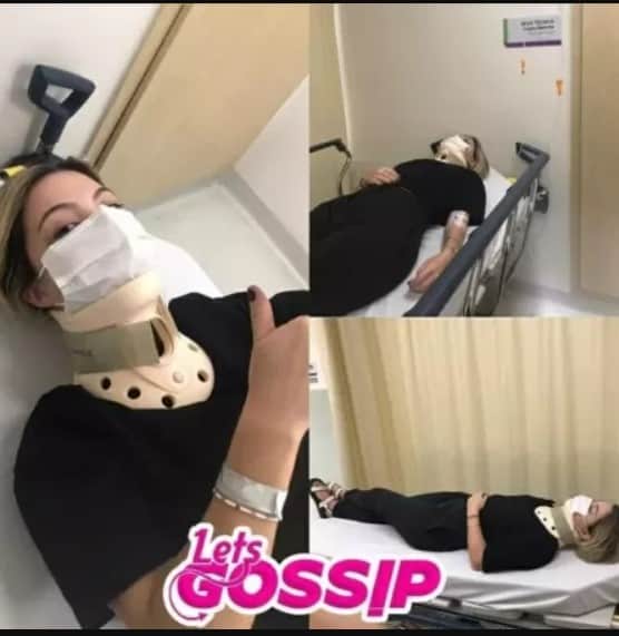 Julia Gomes fraturou a coluna cervical em após cair do palco de um show Julia Gomes fraturou a coluna cervical em após cair do palco de um show
