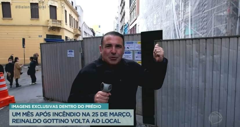 Gottino abriu o Balanço Geral fora dos estúdios da Record- Foto: Reprodução Gottino abriu o Balanço Geral fora dos estúdios da Record- Foto: Reprodução