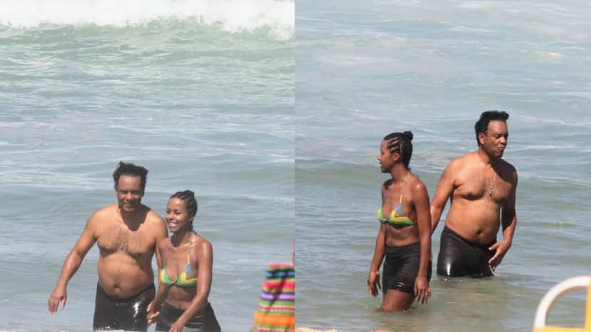 Maju Coutinho e o marido em praia, no Rio de Janeiro (Foto: Reprodução/Dan Delmiro/Ag News/Montagem) Maju Coutinho e o marido em praia, no Rio de Janeiro (Foto: Reprodução/Dan Delmiro/Ag News/Montagem)