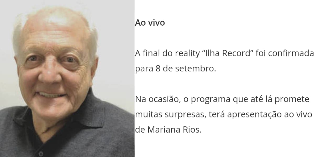 Flávio Ricco divulga data de encerramento do 'Ilha Record' (Reprodução: Montagem TV Foco) Flávio Ricco divulga data de encerramento do 'Ilha Record' (Reprodução: Montagem TV Foco)
