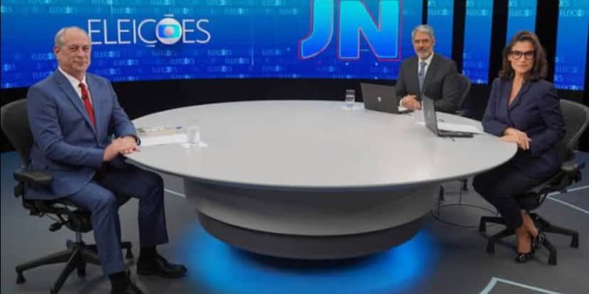 William Bonner e Renata Vasconcellos em entrevista com Ciro Gomes, no Jornal Nacional (Reprodução: Globo) William Bonner e Renata Vasconcellos em entrevista com Ciro Gomes, no Jornal Nacional (Reprodução: Globo)