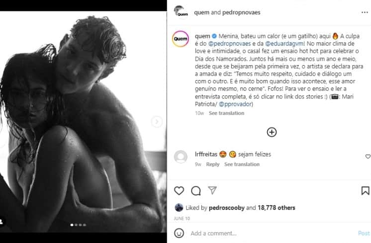 Ensaio sensual e completamente nu de Pedro Novaes e Eduarda Vilar (Foto: Reprodução/Instagram) Ensaio sensual e completamente nu de Pedro Novaes e Eduarda Vilar (Foto: Reprodução/Instagram)
