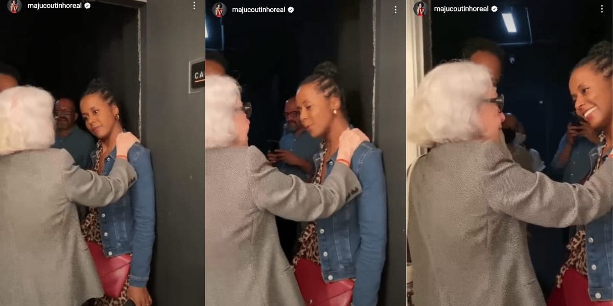 Maju Coutinho e Fernanda Montenegro se encontram após peça de teatro (Reprodução: Instagram) Maju Coutinho e Fernanda Montenegro se encontram após peça de teatro (Reprodução: Instagram)