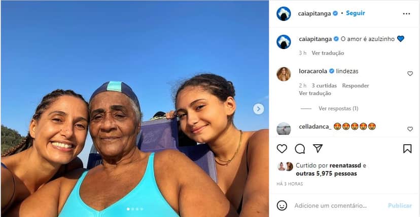 A atriz Camila Pitanga ao lado da mãe e da filha - Foto: Reprodução A atriz Camila Pitanga ao lado da mãe e da filha - Foto: Reprodução