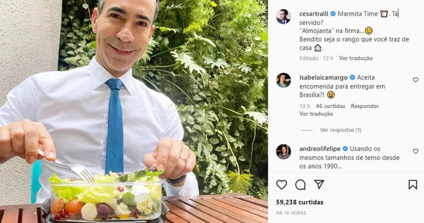 César Tralli prova que é gente como a gente e almoça marmita na Globo César Tralli prova que é gente como a gente e almoça marmita na Globo