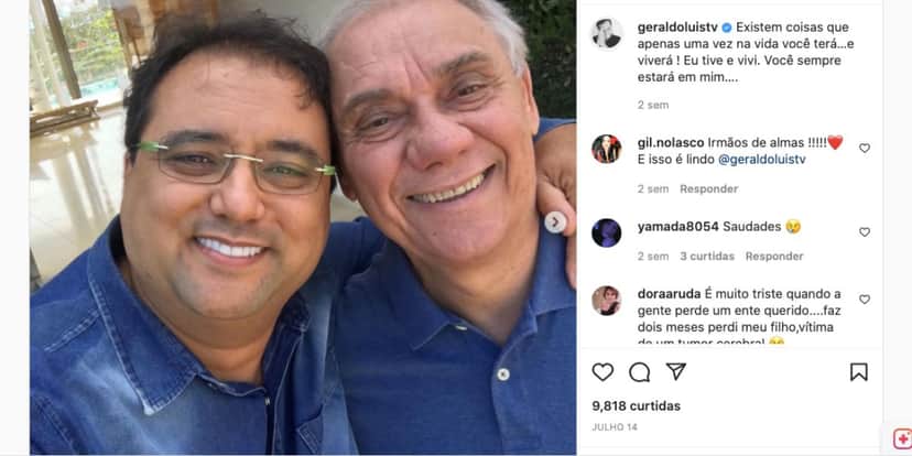 Geraldo Luís expõe falta de parceiro de longa data (Reprodução) Geraldo Luís expõe falta de parceiro de longa data (Reprodução)