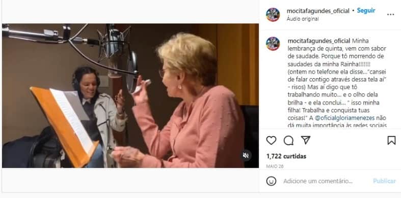 Mocita Fagundes expõe Glória Menezes (Foto: Reprodução/Instagram) Mocita Fagundes expõe Glória Menezes (Foto: Reprodução/Instagram)