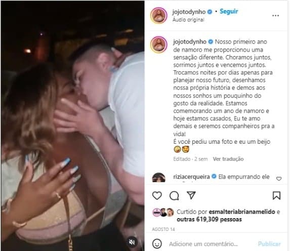 Jojo Todynho e Lucas Souza comemoram um ano de namoro (Foto: Reprodução/Instagram) Jojo Todynho e Lucas Souza comemoram um ano de namoro (Foto: Reprodução/Instagram)