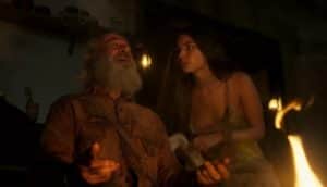 Juma (Alanis Guillen) ficará chocada com as visões do Velho do Rio (Osmar Prado) em Pantanal (Foto: Reprodução / Globo) Juma (Alanis Guillen) ficará chocada com as visões do Velho do Rio (Osmar Prado) em Pantanal (Foto: Reprodução / Globo)