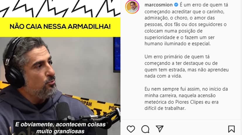 Em entrevista, Marcos Mion dá conselhos e faz textão com dicas sobre a humildade na fama Em entrevista, Marcos Mion dá conselhos e faz textão com dicas sobre a humildade na fama