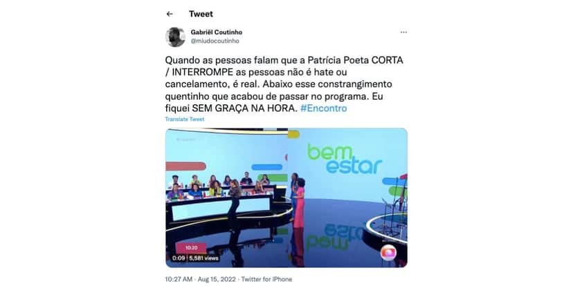 Patrícia Poeta é criticada por conta de atitude no Encontro (Reprodução) Patrícia Poeta é criticada por conta de atitude no Encontro (Reprodução)