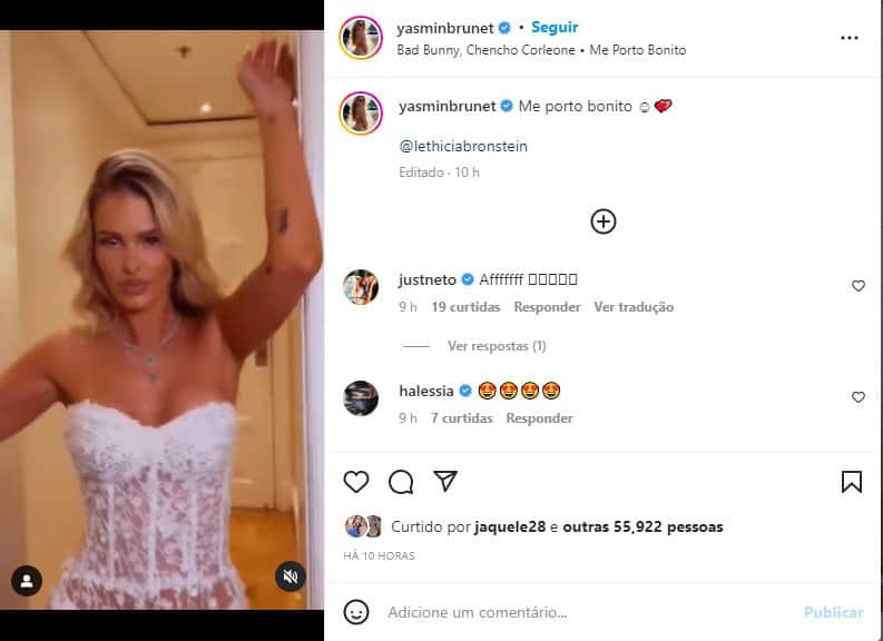 Yasmin Brunet esbanja corpão em forma - Foto: Reprodução Yasmin Brunet esbanja corpão em forma - Foto: Reprodução