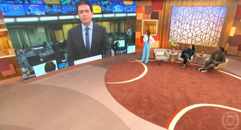 Patrícia Poeta e Manoel Soares entraram em um link com Alan Severiano no estúdio do JH- Foto: Reprodução/Globo Patrícia Poeta e Manoel Soares entraram em um link com Alan Severiano no estúdio do JH- Foto: Reprodução/Globo