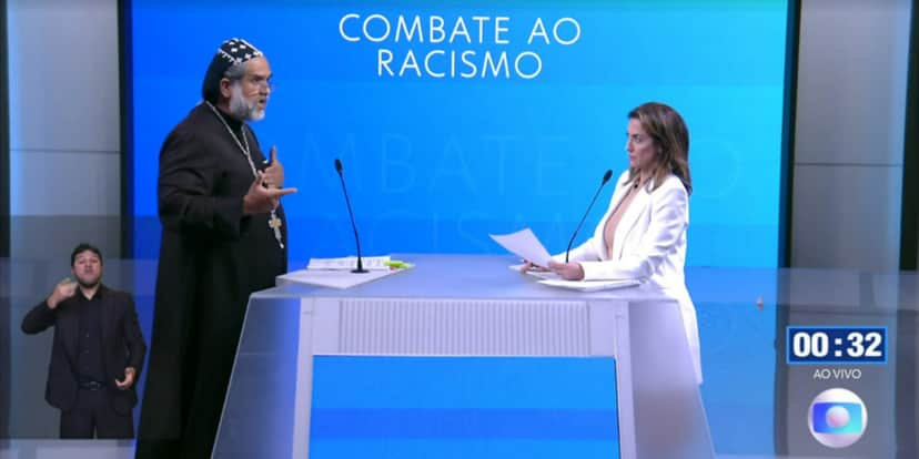Padre Kelmon foi detonado por Soraya Thronicke em debate (Foto: Reprodução/TV Globo) Padre Kelmon foi detonado por Soraya Thronicke em debate (Foto: Reprodução/TV Globo)