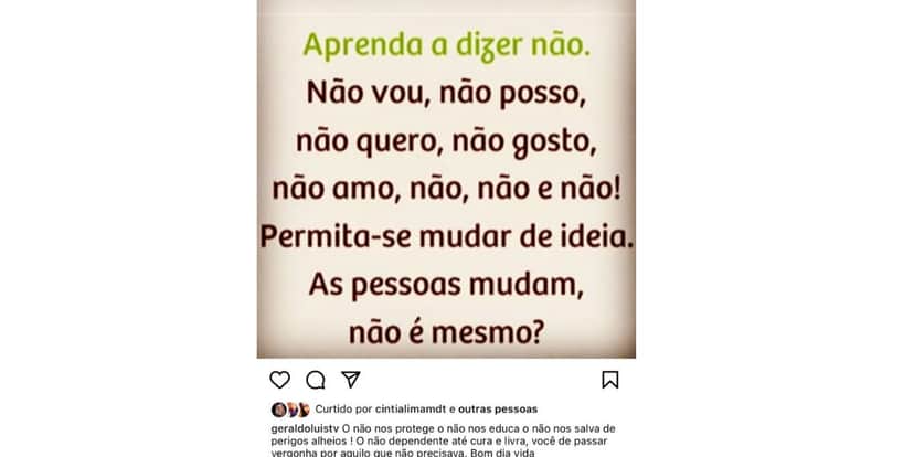 Geraldo Luís - desabafo - Instagram Geraldo Luís - desabafo - Instagram