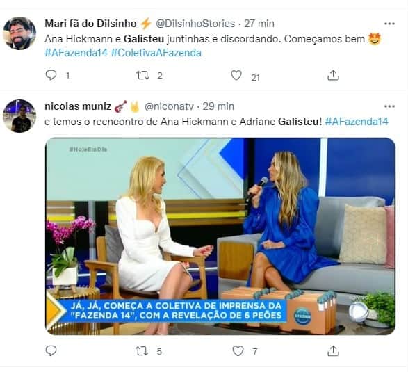 Reencontro entre Galisteu e Ana Hickmann repercurtiu no Twitter Reencontro entre Galisteu e Ana Hickmann repercurtiu no Twitter