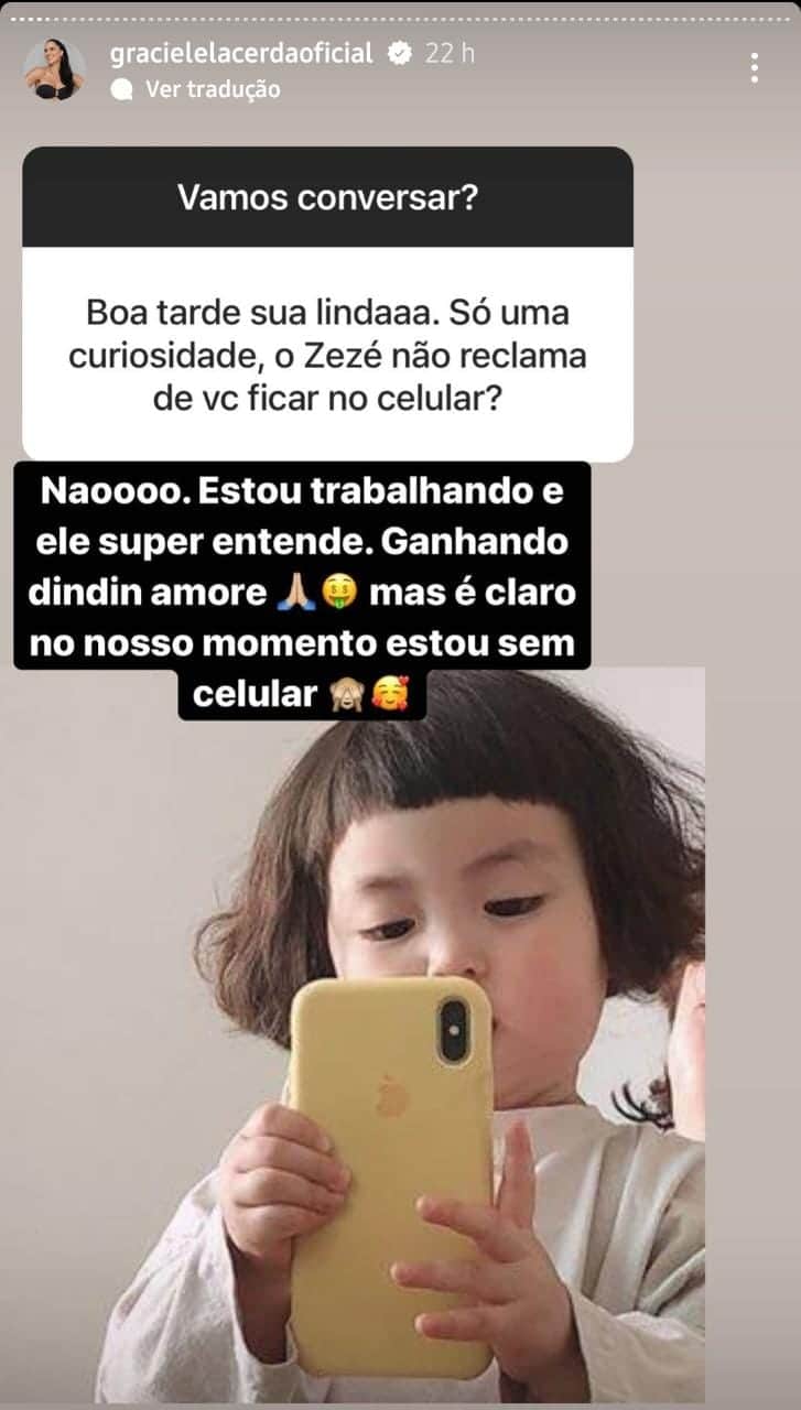 Stories de Graciele (Foto: Reprodução/ Instagram) Stories de Graciele (Foto: Reprodução/ Instagram)