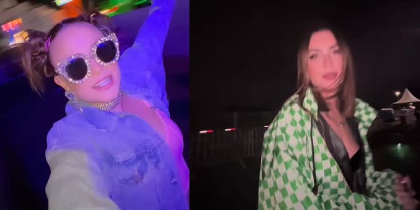 Larissa Manoela e Jade Picon durante Rock in Rio (Reprodução: Montagem TV Foco) Larissa Manoela e Jade Picon durante Rock in Rio (Reprodução: Montagem TV Foco)